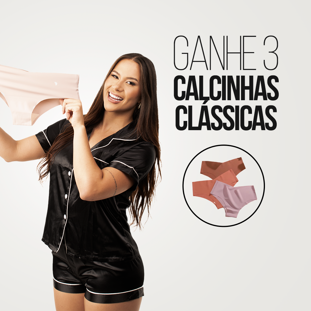 Pijama Luxor + 3 CALCINHAS CLÁSSICAS DE GRAÇA!